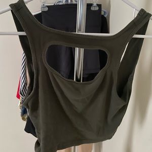 Womens size 8 lululemon crop tank tops in army green